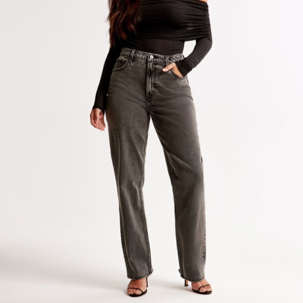 Abercrombie & Fitch | 90s Straight Ultra High Rise Curve Love Jeans | 16R Gray